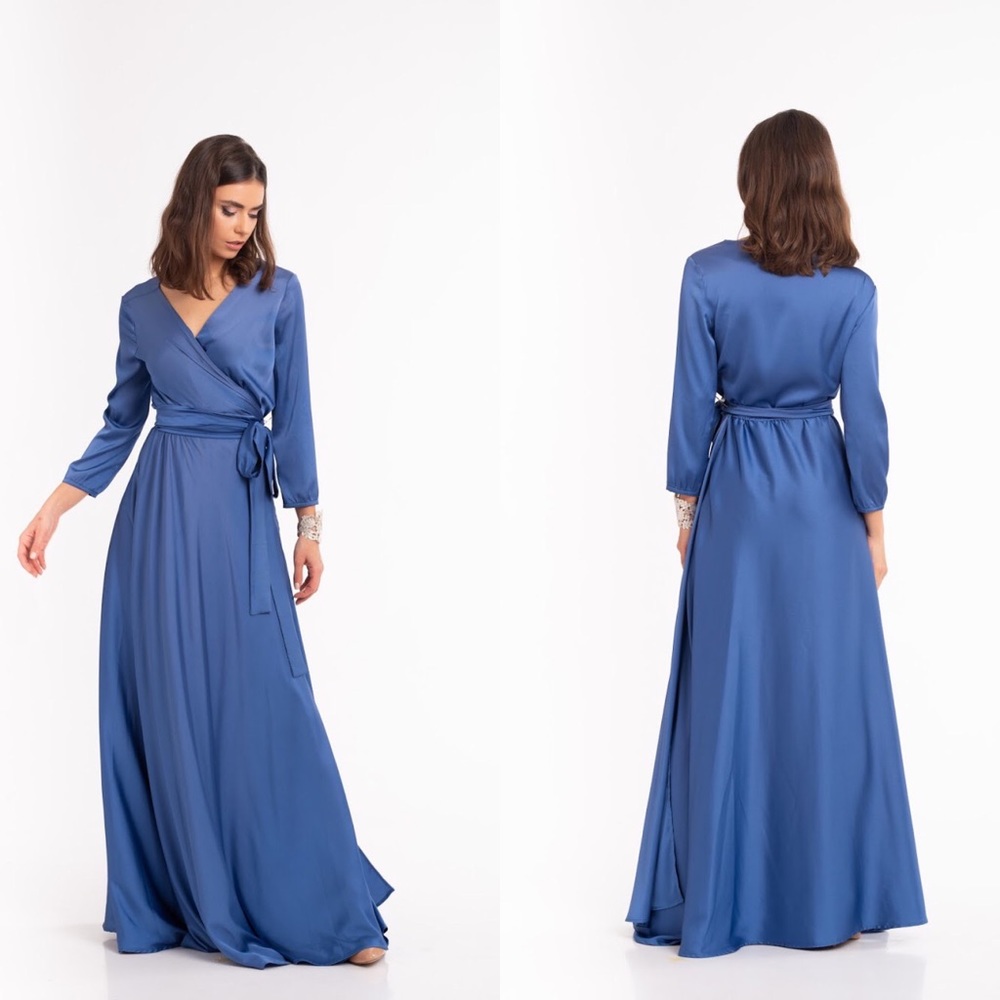 ❗️NEW❗️Jeans Bridesmaid Boho Long Wrap Maxi Dress